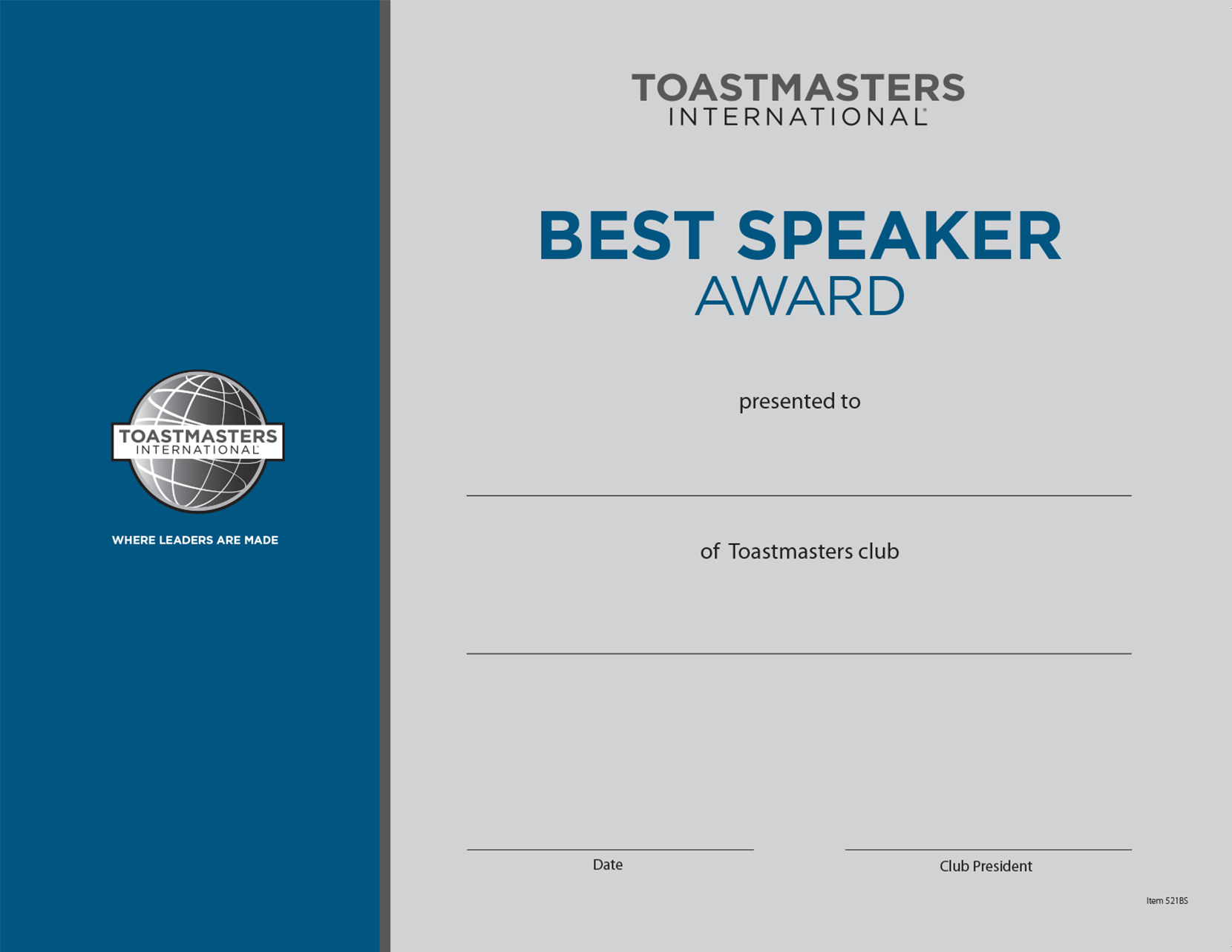 Best Speaker Certificate